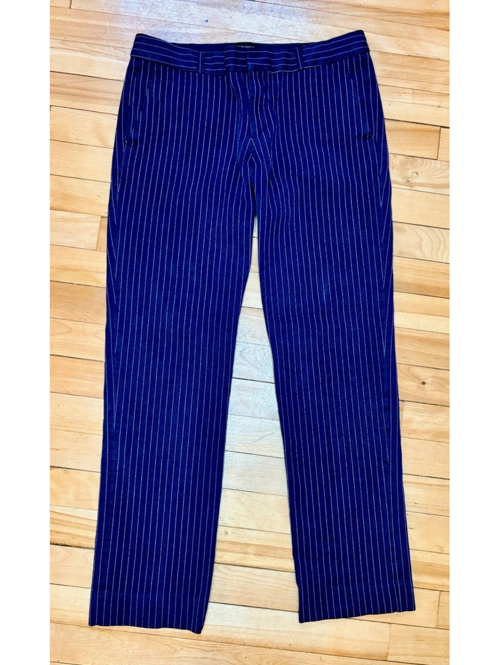 Banana Republic Ryan Fit Navy Blue Pinstripe Dress Pants Size 10 Long